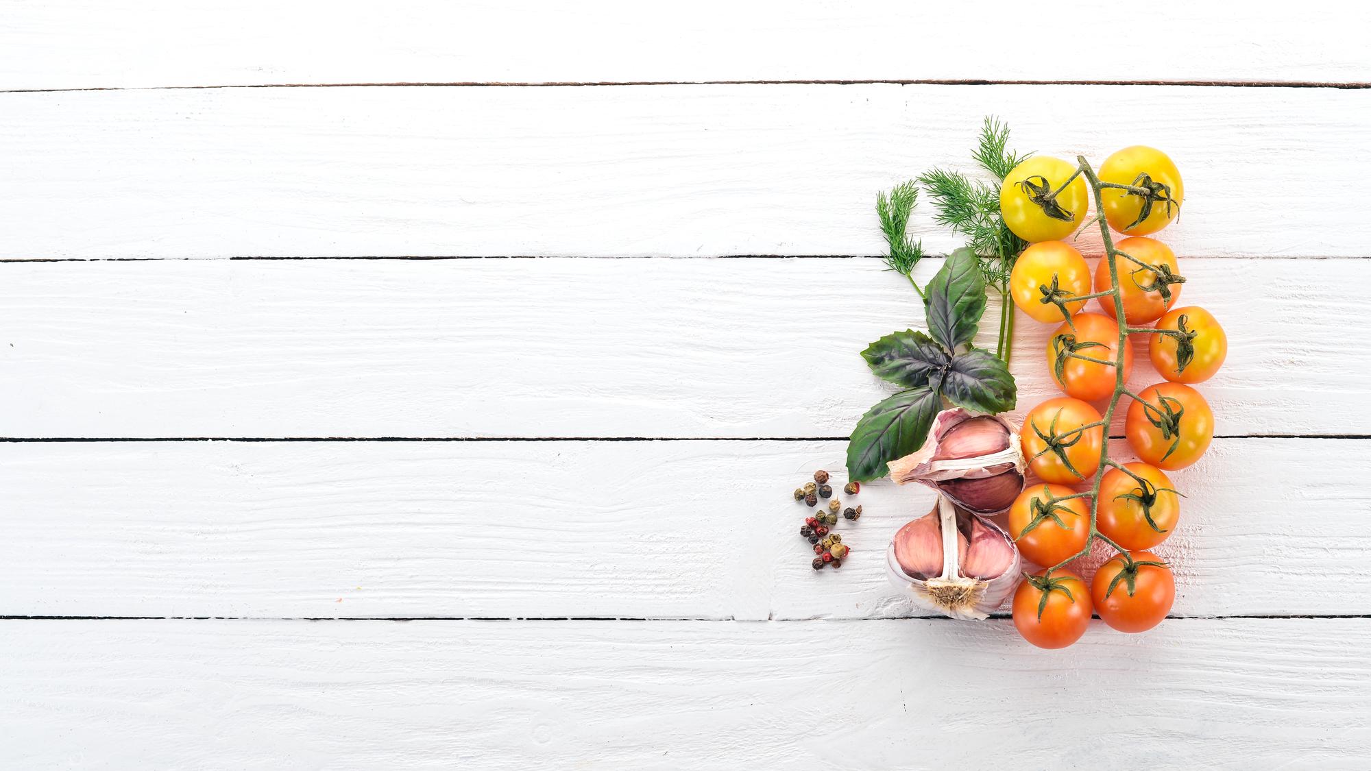 Fresh local ingredients on a wooden table